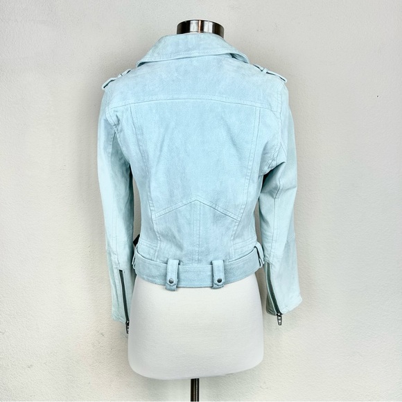 Blank NYC Moto Suede Light Blue Buckle & Zipper Jacket - Picture 3 of 8